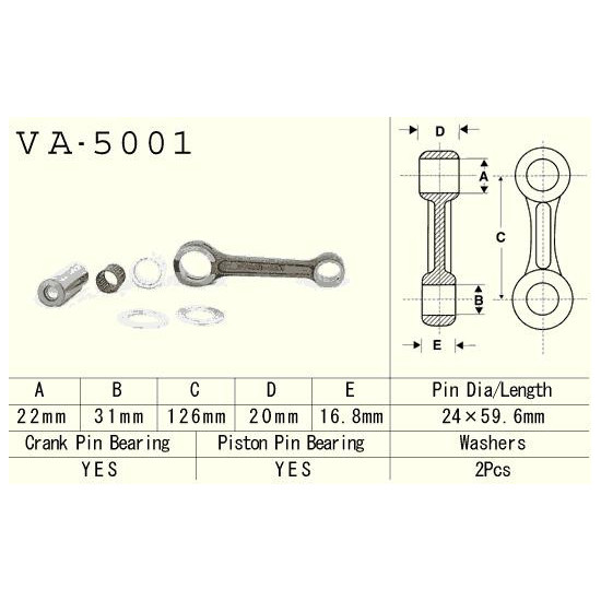VESRAH CONNECTING ROD HONDA CR 250 '84-'01 (VA5001) GAS GAS NEW EC 250 / 300 '18-'19 GAS GAS ENGINE (MADE IN JAPAN)