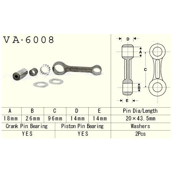 Švaistiklis „VESRAH“ YAMAHA YZ 80 (YZ80) '93-'01, YZ 85 (YZ85) '02-'18 (VA6008) (pagaminta Japonijoje)