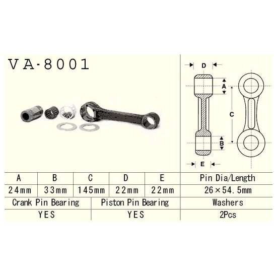 VESRAH CONNECTING ROD KAWASAKI KX 500 (KX500) '85-'04 (VA8001) (MADE IN JAPAN)