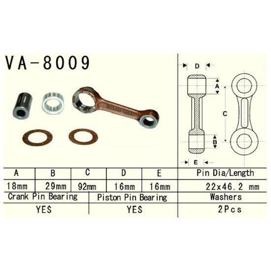 ŠVAISTIKLIS „VESRAH“ KAWASAKI KX 80 (KX80) '98-'00, KX 85 (KX85) '98-'25, KX100 (KX100) '98-'21 (VA8009) (PAGAMINTA JAPO