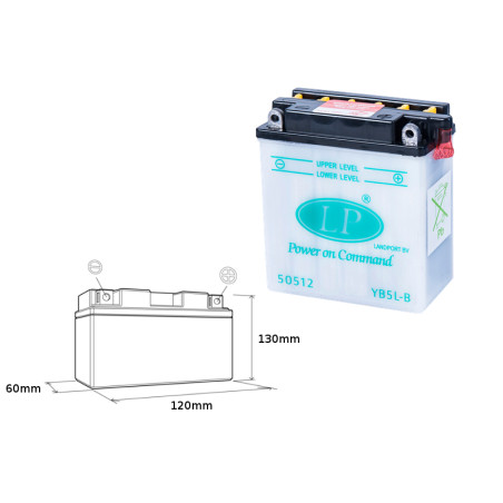LANDPORT battery YB5L-B 12V 5AH 121X61X131 (12N5-3B) without electrolyte filler