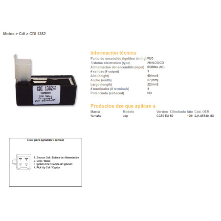 DZE CDI (ignition module) CDI YOG 50 91 (2JA-85540-MO)