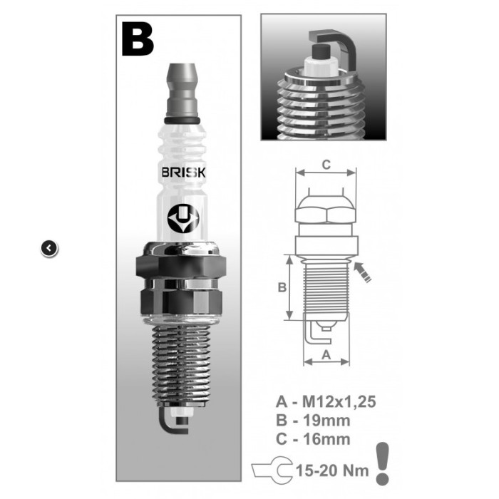 BRISK SUPER RACING spark plug BR14YC-9 (DCPR7EA-9,XU22EPR-U9)
