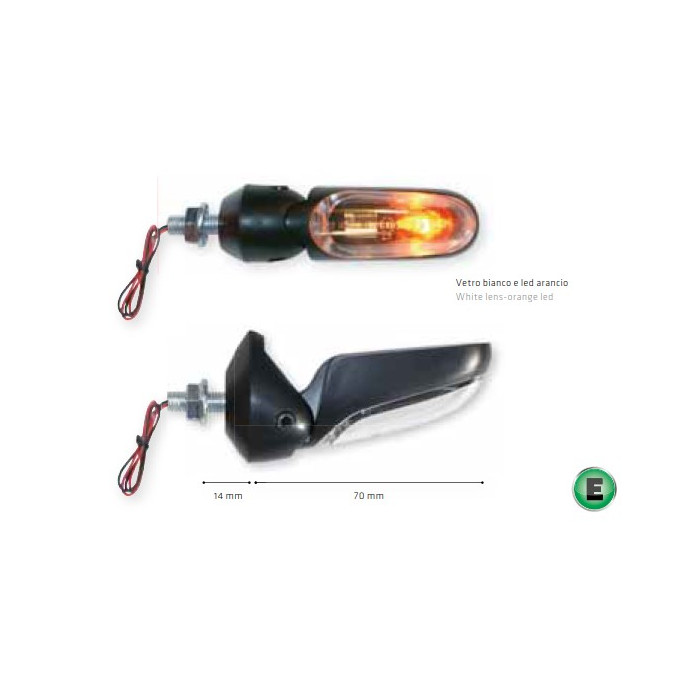FAR turn signal light 21W foldable with homologation white glass color black