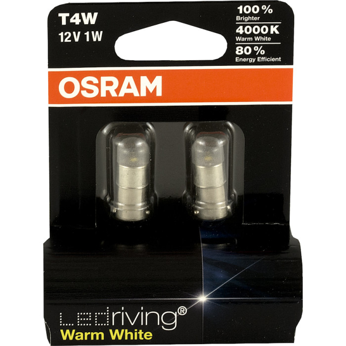 OSRAM bulb LED RIVING WARM WHITE 4000K 1W 12V BA9S T4W (set, 2pcs,,)