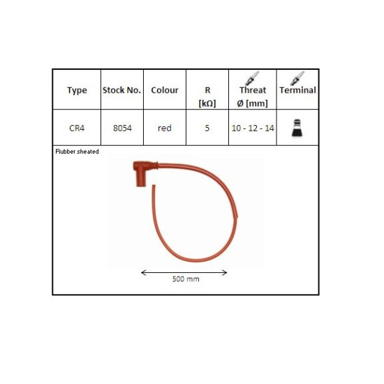 NGK spark plug pipe 50 cm color red (NR 8054) water resistant