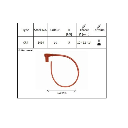 NGK spark plug pipe 50 cm color red (NR 8054) water resistant