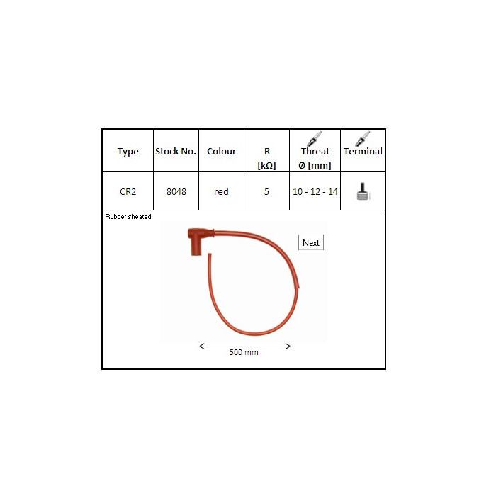 NGK spark plug pipe 50 cm color red (NR 8048)