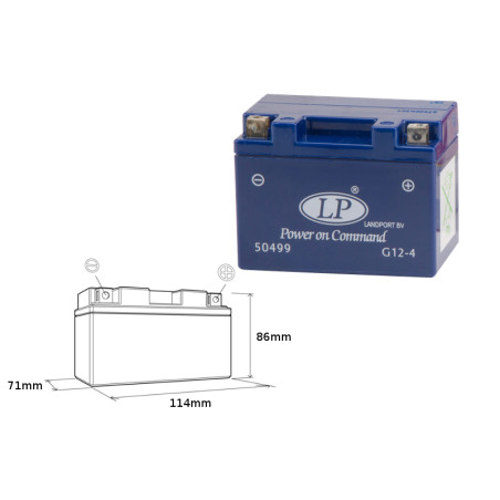 LANDPORT gel battery G12-4 12V 4AH 114X71X86 filled - old product code GTX43 L