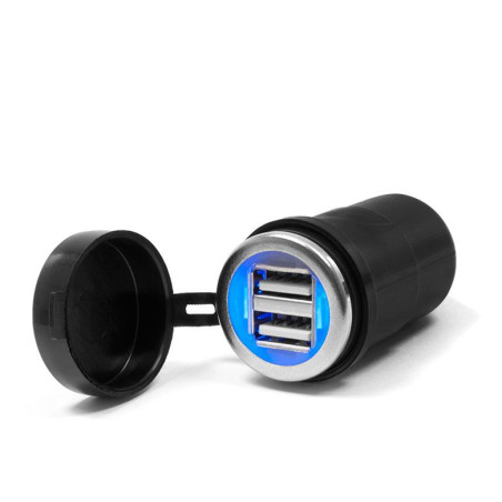 BIKETEC USB krovimo jungtys su voltmetru MUS41 DIN ISO 4165 BMW I TRIUMPH USB - montuojasi ant vairo