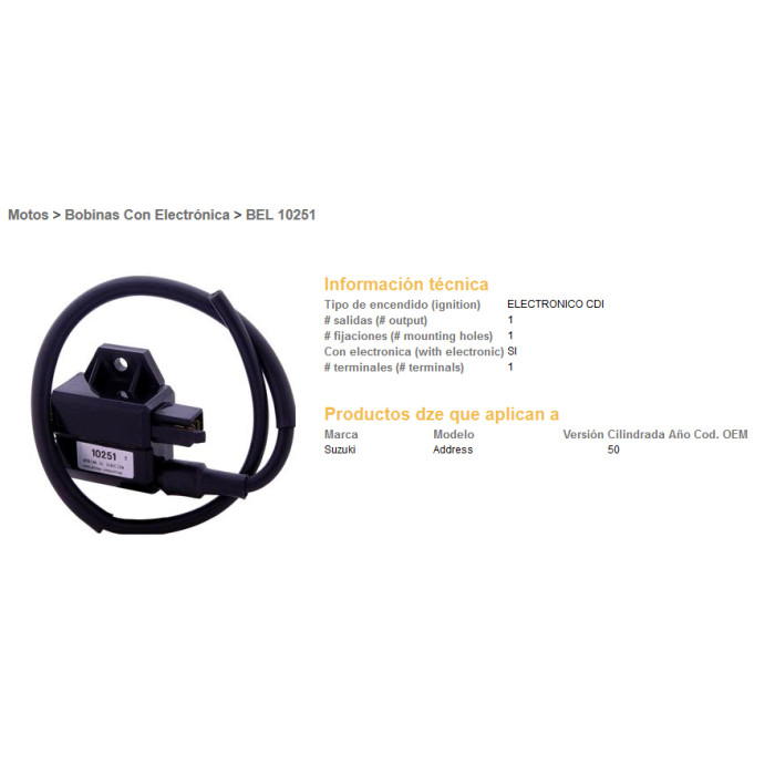 DZE ignition coil (reel) SUZUKI ADDRESS 50