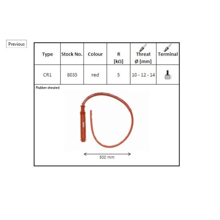 NGK spark plug tube 50 CM color red (NR 8035) waterproof (with thread 10,12,14MM) (5K OHM)