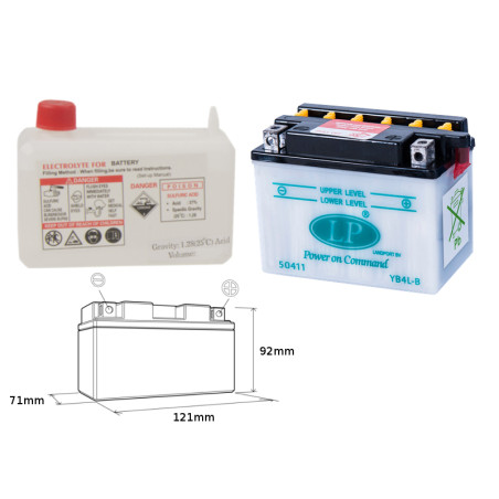 LANDPORT battery YB4L-B 12V 4AH 121X71X93 (GB4LB) Electrolyte filler separately UE2019/1148