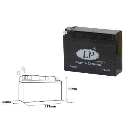 LANDPORT battery YT4B-5 12V 2.5AH 114X39X86 filled (15)