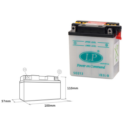 LANDPORT akumuliatorius YB3L-B 12V 3Ah 99x57x111 be elektrolito užpildo 