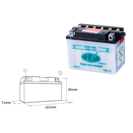 LANDPORT battery YB4L-B 12V 4AH 121X71X93 without electrolyte filler