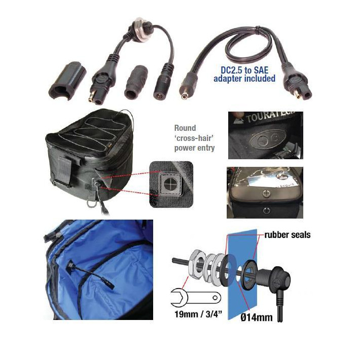 OPTIMATE cable for connecting the power supply to the tank basket with SAE with DC socket (EL)