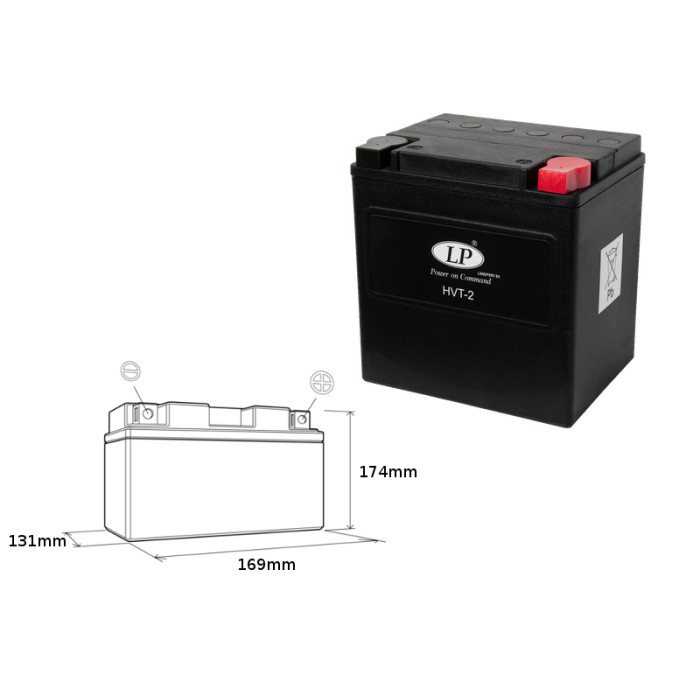 LANDPORT battery HVT-2 12V 30AH 169X131X174 HEAVY V-TWIN filled (increased starting current 400A) (right +) (2)