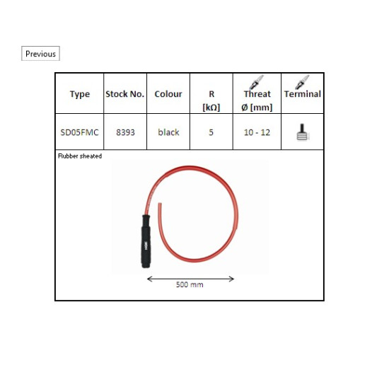 NGK spark plug socket color black (cable 50 cm) (NR 8393)
