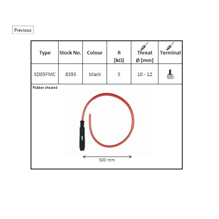 NGK spark plug socket color black (cable 50 cm) (NR 8393)