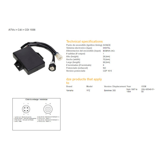 DZE CDI (ignition module) CDI YAMAHA YFZ350 BANSHEE 87-94 MULTIMAPA