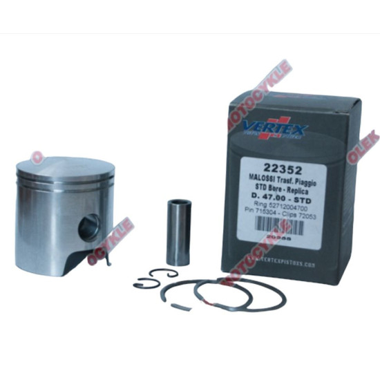 VERTEX PISTON MALOSSI (PIAGGIO, GILERA) (47,80 mm + 0,80) 12 mm kaištis (RINGS 52712004780 X 2)