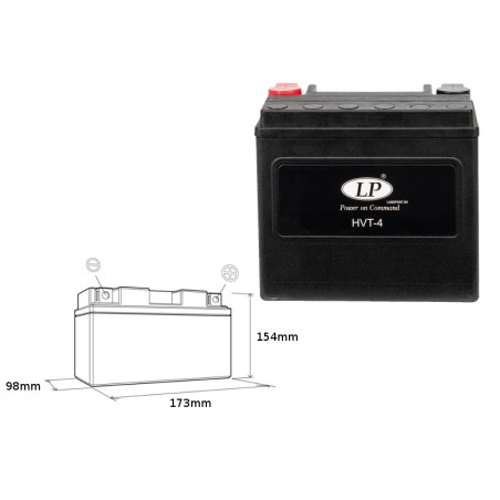 LANDPORT battery HVT-4 12V 22AH 173X98X154 HEAVY V-TWIN filled (increased starting current 325A) (right +) (2)