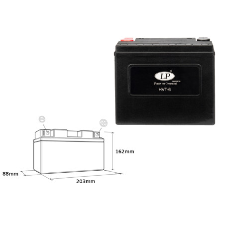 LANDPORT battery HVT-6 12V 23AH 203X88X162 HEAVY V-TWIN filled (increased starting current 350A) (right +) (2)
