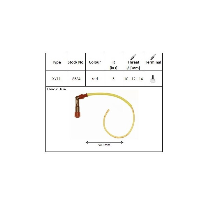 NGK spark plug tube bent (102) cable 50 CM color red (NR 8584)
