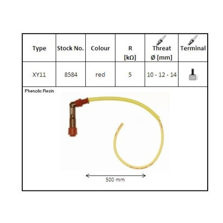 NGK spark plug tube bent (102) cable 50 CM color red (NR 8584)