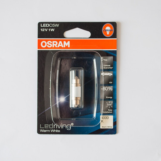 OSRAM lemputė LED RIVING WARM WHITE 4000K 1W 12V SV8,5-8 C5W