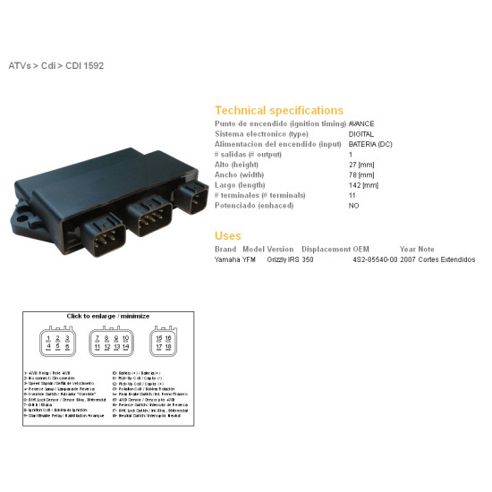 DZE CDI (ignition module) CDI YAMAHA YFM 350 GRIZZLY '07-'11 (OEM:4S2-85540-00-00)