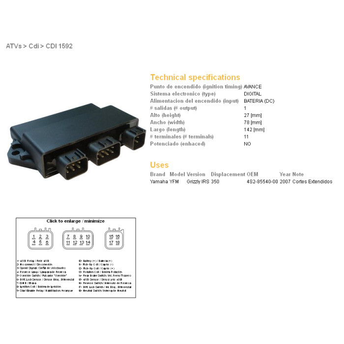 DZE CDI (ignition module) CDI YAMAHA YFM 350 GRIZZLY '07-'11 (OEM:4S2-85540-00-00)
