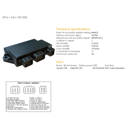 DZE CDI (uždegimo modulis) CDI YAMAHA YFM 350 GRIZZLY '07-'11 (OEM:4S2-85540-00-00)