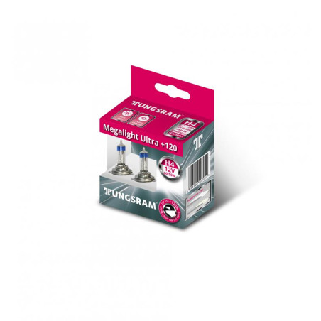 TUNGSRAM lemputė H4 MEGALIGHT ULTRA +120% 12V 60/55W P43T (2VNT,,)