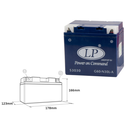 LANDPORT gel battery G60-N30L-A 12V 30AH 187X130X170 filled (2)