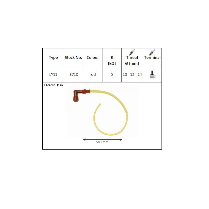 NGK spark plug tube bent (90) cable 50 cm color red (NR 8718)