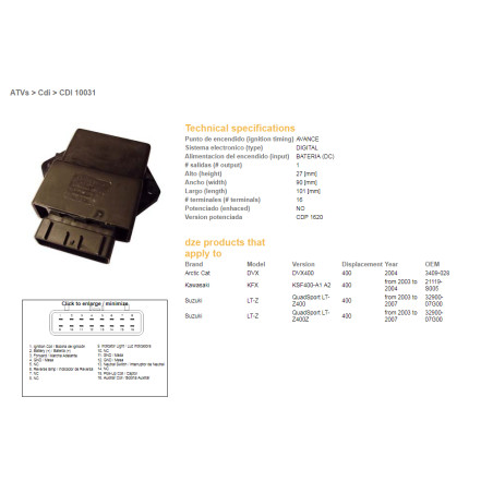 DZE CDI (ignition module) CDI SUZUKI LTZ 400 QUADSPORT '03-'07 (OEM 32900-07G00)
