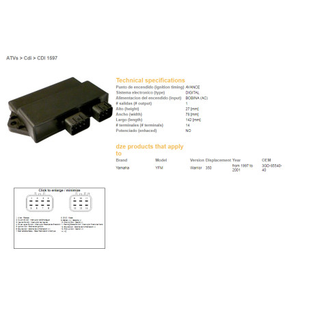 DZE CDI (ignition module) CDI YAMAHA YFM350 WARRIOR 97-01