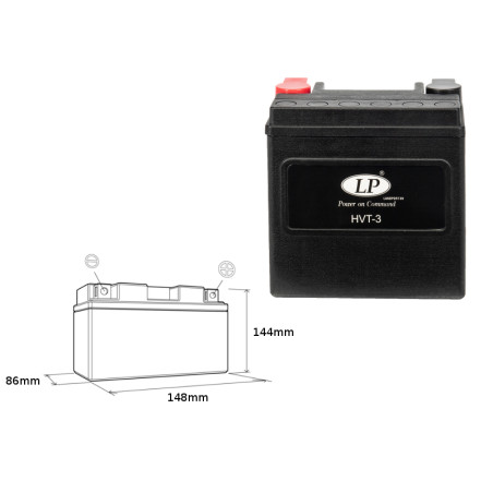 LANDPORT battery HVT-3 12V 14AH 148X86X144 HEAVY V-TWIN filled (increased starting current 220A) (right +) (3)