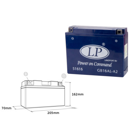 LANDPORT gel battery GB16AL-A2 (YB16ALA2) filled