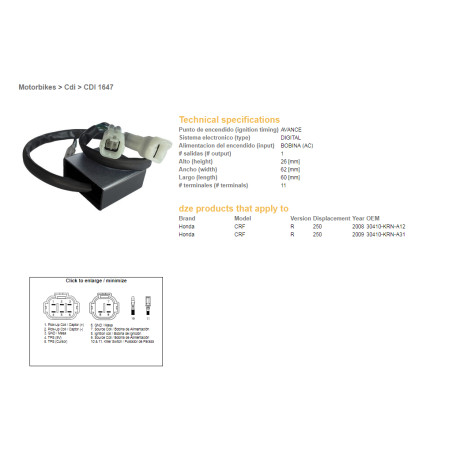DZE CDI (ignition module) CDI HONDA CRF 250R '08-09 (30410-KRN-A12, 30410-KRN-A31)