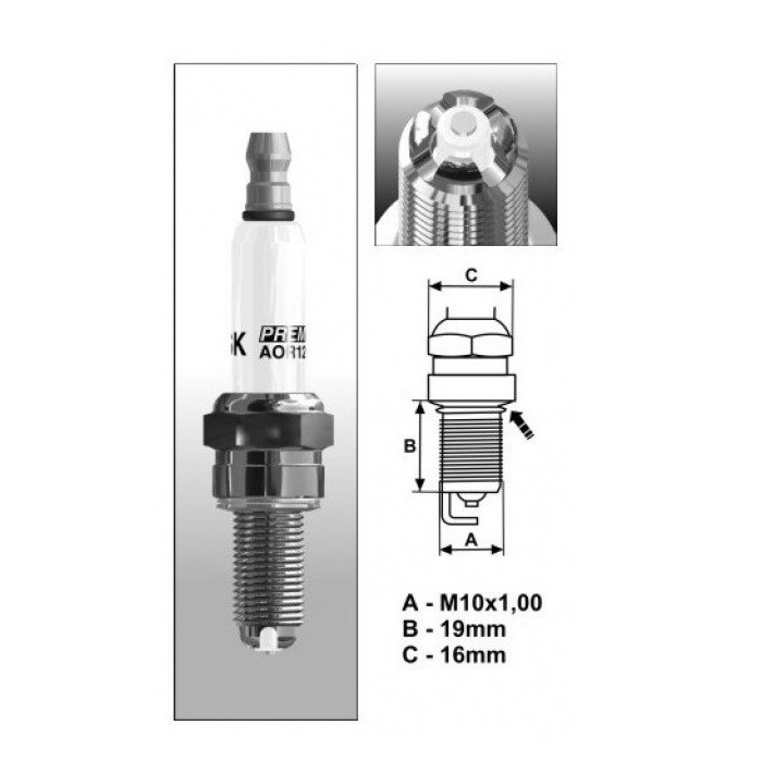 BRISK PREMIUM LGS RACING spark plug AOR12LGS (IMR9C-9H,VUH27D)