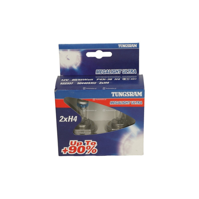TUNGSRAM bulb H4 MEGALIGHT ULTRA +90%12V 60/55W P43T-38 TU (2VNT,,)