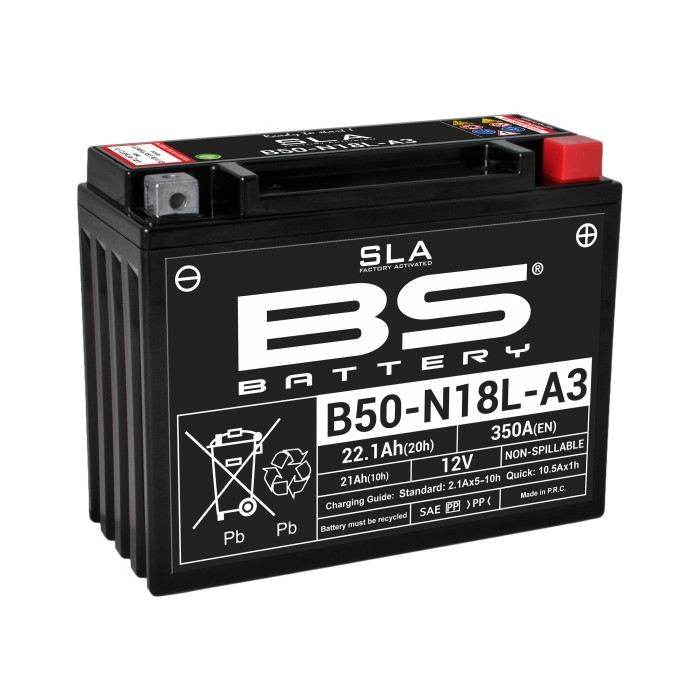 BS battery B50-N18L-A3 (Y50-N18L-A3) 12V 20AH 205X90X162 Electrolyte filling separately 250A (2) UE2019/1148