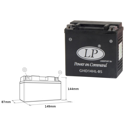LANDPORT gel battery GHD14H-3 12V 14AH 149X87X144 Filled GHD14HLBS L