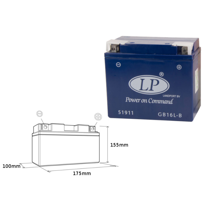LANDPORT battery gel GB16L-B KAWASAKI GPZ 1100 (81-85) filled (3)