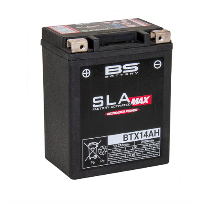 BS battery BTX14AH MAX (FA) (YTX14AH-BS) 12V 13AH 134X89X166 filled (increased starting current) (240A)