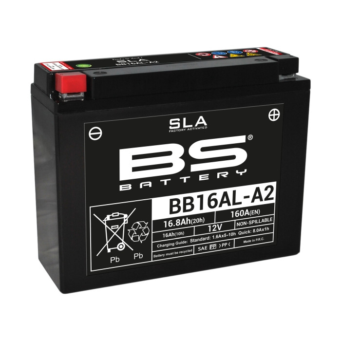 BS battery BB16AL-A2 (FA) (YB16ALA2) 12V 16AH 205X71X164 filled (160A)