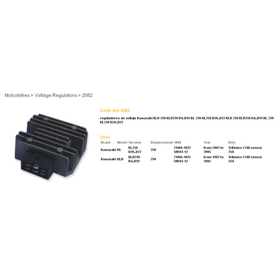 DZE voltage regulator (rectifier) ​​KAWASAKI KLR250/600, KLF220 '88-'95 (SH561-12) (RGU-407) 2065-01